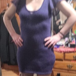 Sisley Purple Knitted Wool Mini Dress